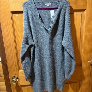 American Eagle Outfitters Charcoal V-Neck Sweater